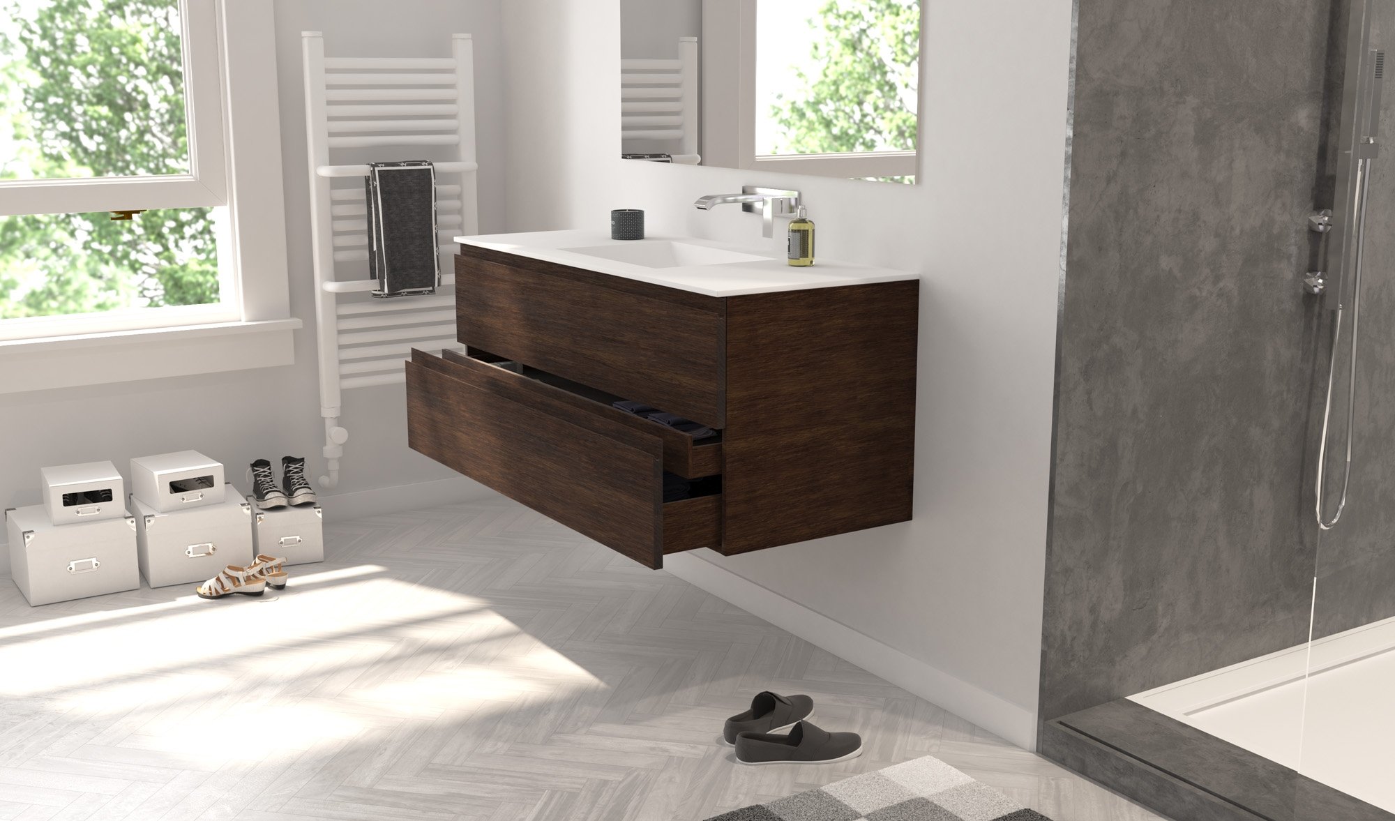 Mueble de lavabo de pie - PROVENCE - MOMA DESIGN - de madera / de Corian® /  contemporáneo